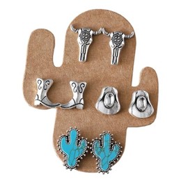Western Turquoise Cowboy Earrings Set for Women Cowgirl Country Cowgirl Boot Hat Dangling Western Statement Jewelry-B