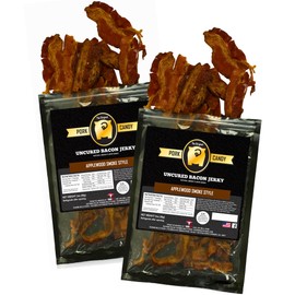 Smoked Applewood Bacon Jerky | Made from 100% REAL Uncured Bacon | 4 ounces total (Pack of 2 bags, 2 ounces each)