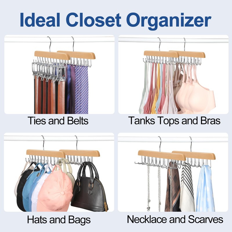 TOPIA HANGER 40 Hooks Belt Tie Hanger Space Saving for