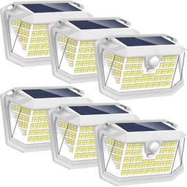 LANSOW Solar Motion Lights Outdoor 6 Pack, 188 LED/3 Modes, Motion Sensor Outdoor Lights, IP65 Waterproof 270° Lighting, Solar Powered Security Flood for Outside Yard Garden Wall(White)