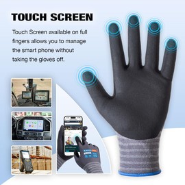 KAYGO KAYGO Safety Work Gloves MicroFoam Nitrile Coated-12 Pairs KG18NB,Seamless Knit Nylon Glove with full fingers Touchscreen, Ideal for General Purpose,Automotive,Home Improvement, Black,M