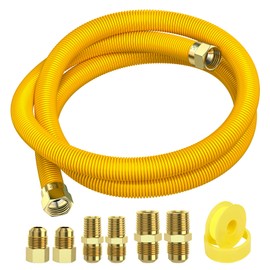 72" Flex Gas Line, Gas Dryer Connector Kit, Stove/Water Heater/Dryer Gas Line with Connectors 1/2" MIP 1/2"FIP 3/4"MIP, 5/8 in.OD(1/2 in. ID）Coated Corrugated Stainless Steel Tubing