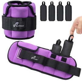 Sportneer Adjustable Ankle Weights for Women and Men：1 Pair 1 2 3 4 6 7 8 10 lbs Upgraded Easily Adjustable Leg Weight, Weighted Wrist Weight Strap for Gym, Fitness, Workout, Walking, Dancing (Purple, 3.5 lbs x 2)