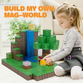 Ejo World 128-Piece Premium Magnetic Building Blocks - Waterfall Adventure Set, STEM Learning Toys for Kids, Safe and Durable Magnet Blocks, Perfect Gifts for Boys Girls Above 3 Years Old