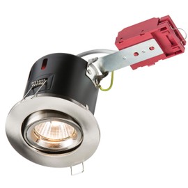 Knightsbridge Tilt GU10 230V 50W IC Fire Rated Downlight-Gimbal-Brushed/Chrome, Metal