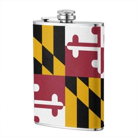 Drinking flasks for alcohol,Maryland State Flag 8 oz Stainless Steel Hip Flask For Liquor For Men