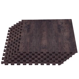 We Sell Mats Forest Floor Farmhouse Collection 3/8 Inch Thick Printed Wood Grain Mats, 24 in x 24 in, Roasted Chestnut Dark Brown