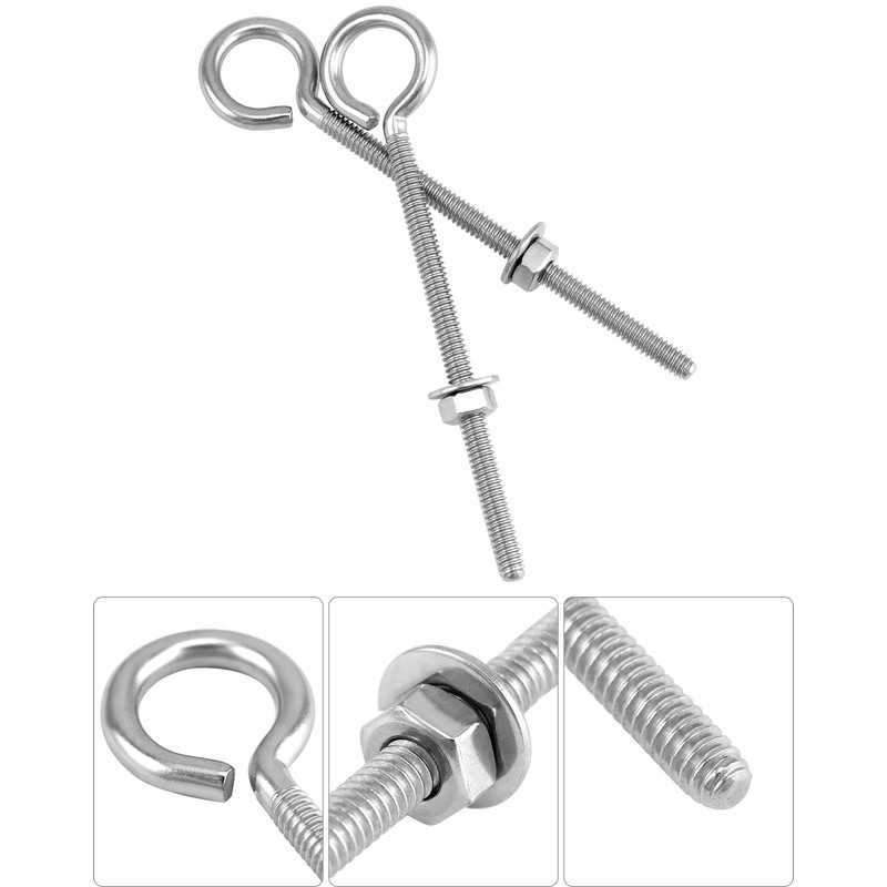 QWORK Eye Bolts, 10 Pack 1/4" x 4" Stainless Steel