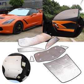 carpart2021 7PCS Window Sunshade Visor Full Set UV Block Cover for Corvette C7 2014-2019 US