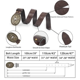 KorhLeoh Western Buckle Belt for Casual Jeans (Waist 25-39"), Bull coffee