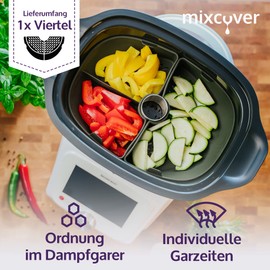 mixcover Cooking chamber divider (quarter) for Monsieur Cuisine steamers - for dividing the cooking chamber compatible with Monsieur Cuisine Connect accessories Edition Plus MCC MCEP Monsieur Cuisine