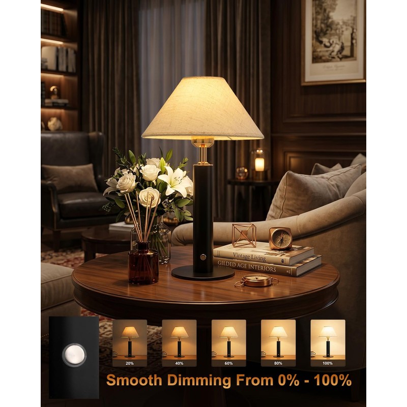 FRIDEKO Cordless Rechargeable Table Lamp Set of 2, Small Touch