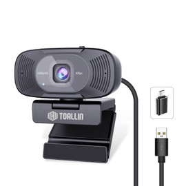 TOALLIN 1080P Full HD Webcam with Dual Microphones, Computer Web Camera, 90° Wide Angle View Without Distortion, USB Plug and Play Webcam for Video Conferencing/Online Calling/Live Streaming