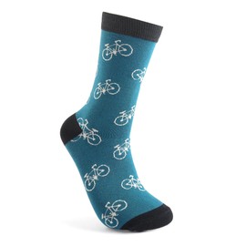 Mr Sparrow Mens Bike Bamboo Socks One Size 7-11 Bicycle Crew Mid Calf Blue