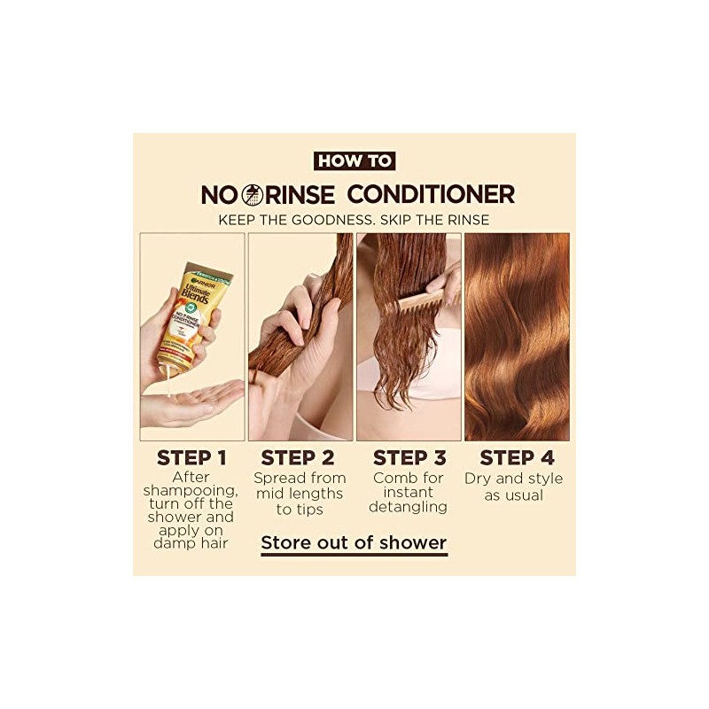 Garnier Ultimate Blends Honey Treasures, Nourishing No-Rinse Conditioner, For Damaged