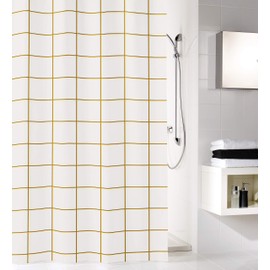 Kleine Wolke Grid Shower Curtain, 100% Polyester, Black/Gold, 180 x 200 cm