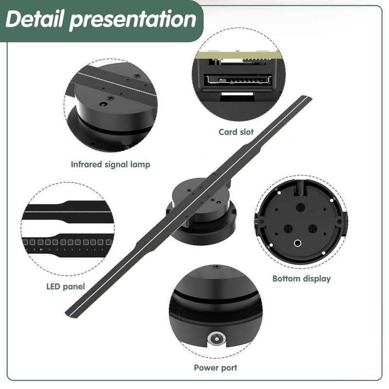 3D Hologram Fan 352 LED Light Beads 2000x704 Support Phone