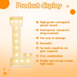 GGPL 4ft Marquee for Letters L, Large Light up Letters, Will You Marry Me Sign Letters 4 Feet Tall for Party Decorations, Letter Balloons, Wedding Decor, Proposal Decorations (Letters L)