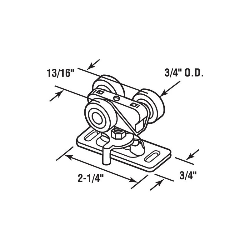 Prime-Line N 6847 Pocket Door Roller Assembly, 3/4 In., Flat,