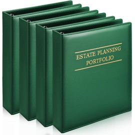 Skyygemm Estate Planning Portfolio Binder PU Leather 3 Ring Binders with Gold Title and Index Tab Dividers, 11'' x 11.8'' x 2.4'' Estate Planning Organizer (Green)