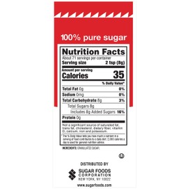 N'Joy N'Joy Sugar Canister | 20 Ounce, Pack of 6 | 100% Pure Granulated Sugar| Easy Pour Lid, Bulk Size