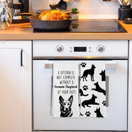 GWFSJYU German Shepherd Gifts Kitchen Towels Set of 2, Funny Dog Paw Hand Dish Tea Towels for Kitchen Bathroom Decor, German Shepherd Gifts for Women Men Owners, 16x24 Inch