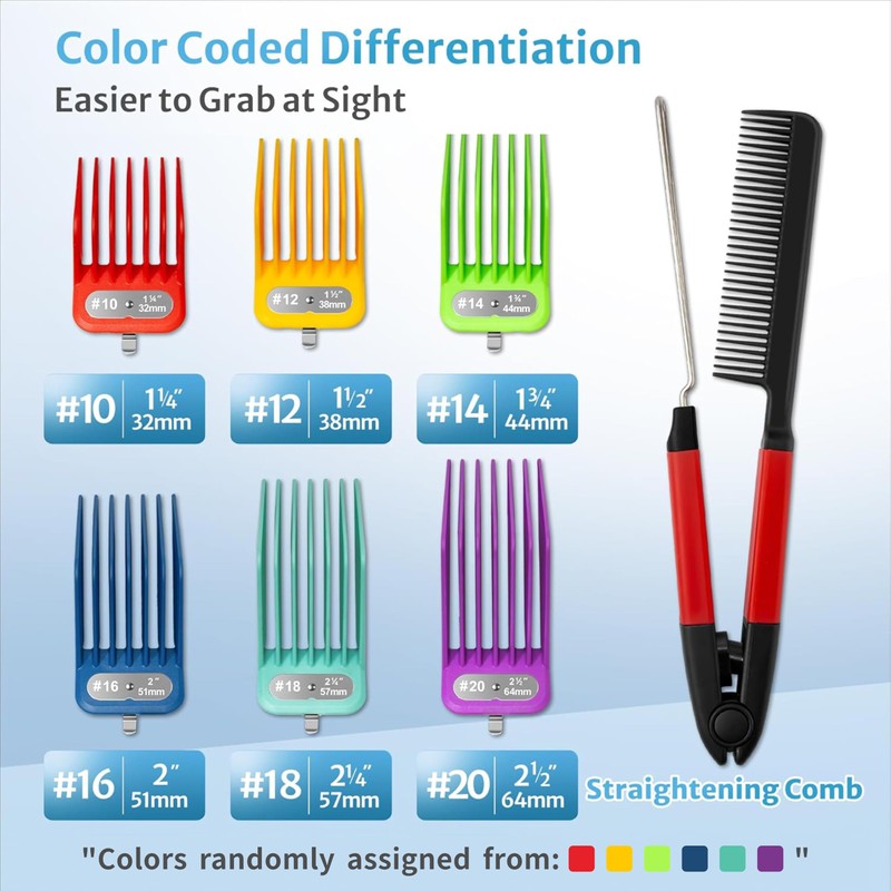 Extra Long Clipper Guards Set Compatible with Andis Master, Oster