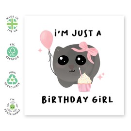 Central 23 Girls Birthday Card - Just A Birthday Girl - Bow - Humour - Funny Birthday Gifts For Girlfriend Best Friend Sister Colleague - Comes With Stickers