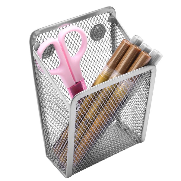 Sanpaint Magnetic Pencil Holder,Mesh Stainless Steel Pen Basket, Metal Writing