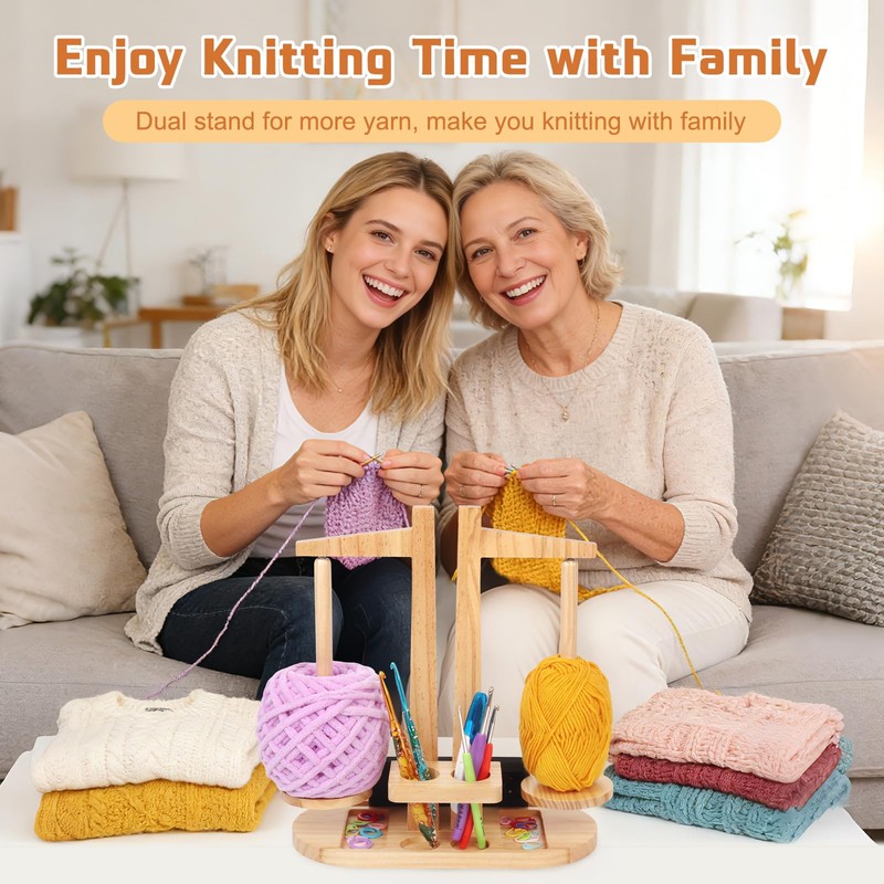 Coopay Double Yarn Holder Magnetic, Wooden Yarn Holder for Crochet