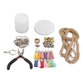 75 Pcs Keychain Blanks Tassel Set Double Sided Dye Sublimation Acrylic Blanks Tassel Key Rings Pliers Bell Twine DIY Kit