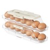 Automatic Rolling Egg Holder for Fridge, Clear Plastic Egg Organizer