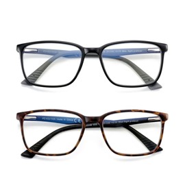 BLUEMOKY Blue Light Reading Glasses for Men 2 PACK, Readers for Men, Square Frame Computer Glasses,Anti Eyestrain(3.00)