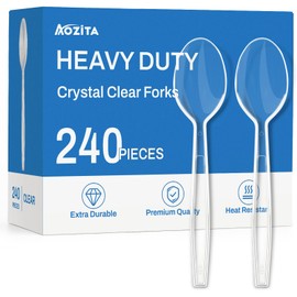 240 Count Extra Heavy Duty Clear Plastic Spoons, Solid and Durable Premium Disposable Spoons - BPA-Free & Heat Resistant Plastic Cutlery Utensils for Parties, Events and Everyday Use