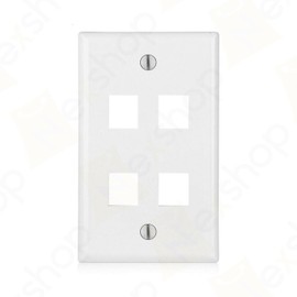 Wall Plate 4 Port White Keystone Jack for RJ45 HDMI, USB, A/V Connectors