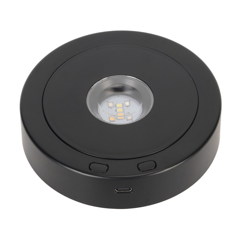 LED Rotating Display Base Black 360 Degrees 80s Circle Battery