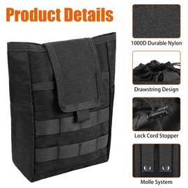 Tactical Dump Bag, Foldable Drop Pouch Bag, Bin Bag, Multifunctional Molle Dump Magazine Bag with Drawstring for Outdoor Adventure Camping Travel
