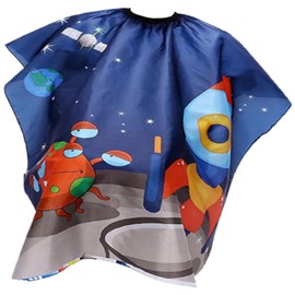 Children's Haircut Salon Cape, Cartoon Hair Cutting Cape, Children's Hairdresser Cutting Cape, Hairdressing Cape for Children, Waterproof Shampoo Salon Cape (Rocket Pattern Styling), multicoloured