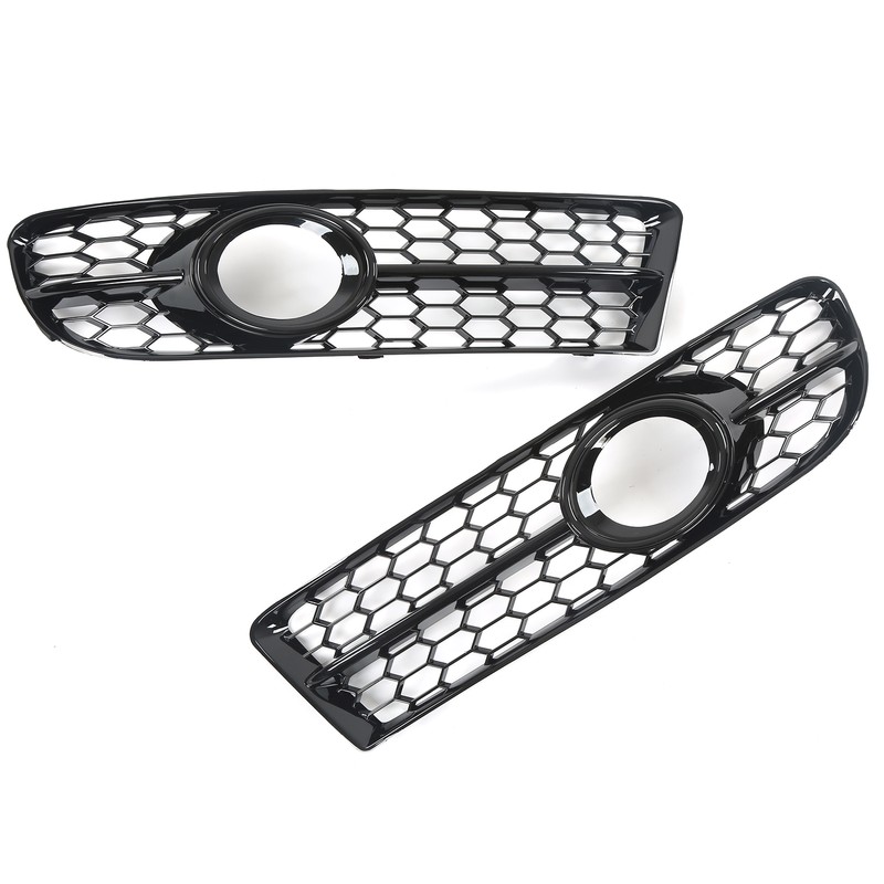 1 Pair Front Fog Lamp Grille Bezel 8E0807681F Glossy Black