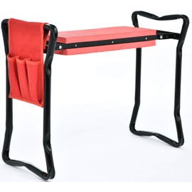 TABOR TOOLS TR2A Garden Kneeler and Seat Bench with Tool Bag Pouch and Foam Pad Cushion, Workseat with Kneeling Bench Option, Light Weight Foldable Stool, Portable Outdoor Kneeler for Gardening.
