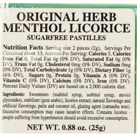 12-Pack Lakerol Original Herb Menthol Licorice Sugar Free Pastilles Stevia Candy 0.88-ounce Packages