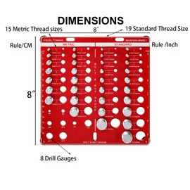 Jucoan Thread Checker, 34 Sizes Nut and Bolt Thread Checker, 15 Metric and 19 Standard Bolt and Nut Identifier Gauge with Inch and Centimeter Ruler