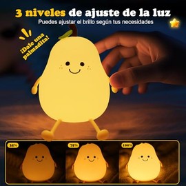 JIUVSE Luz de Noche para Niño,Lampara de Noche Portatil Recargable Por USB | Luz de Noche Regulable de Silicona Tactil,Tres Ajustes de Brillo,para Dor