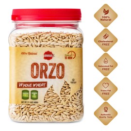 Baron’s Whole Wheat Orzo Pasta | 100% Natural Israeli Rice-Shaped Orzo for Soups, Casseroles & Salads | Cooks in 10 Minutes! | Kosher | 2 Pack 21.16oz Jars