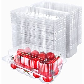 Haomian - 50 bandejas de comida para llevar, de plástico con bisagras de 7 x 5 pulgadas, para pasteles, galletas, ensaladas y suministros de panadería