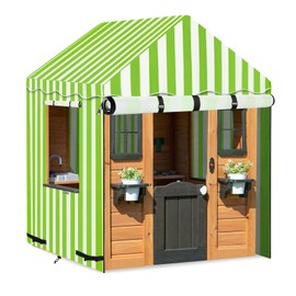 Outdoor Wooden Kids Playhouse Covers,Heavy Duty Waterproof Dustproof Playhouse Cover for Multiple Brands Playhouse(Green57 Lx 57" W x 63" H)