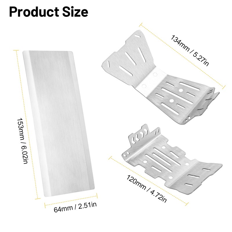 RC Car Skid Plate Set, daitoku Stainless Steel Chassis Armor