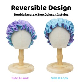 AKISS Reversible Satin Silk Sleep Hair Bonnet for Baby Infant Girl Boy (Arctic/Lavender, 6~12M)