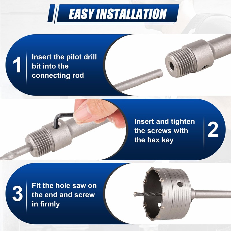 Luney 20PCS Concrete Hole Saw Kits, 30 40 50 65