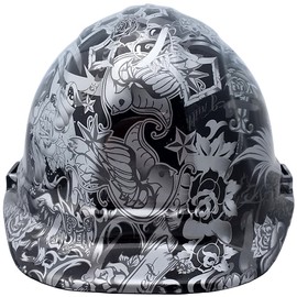 Texas America Safety Company Tattoo Cap Style Hydro Dipped Hard Hat - Silver for Ladies